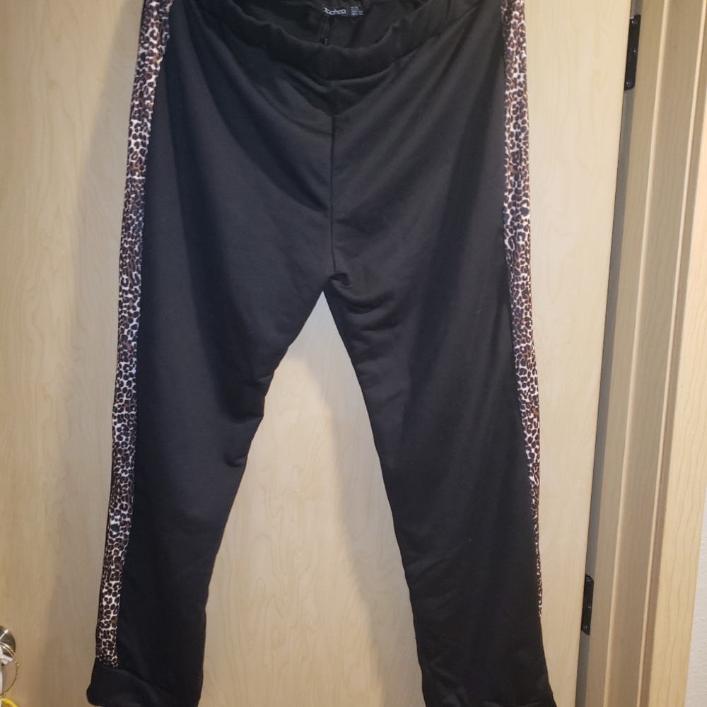 Black and cheetah joggers